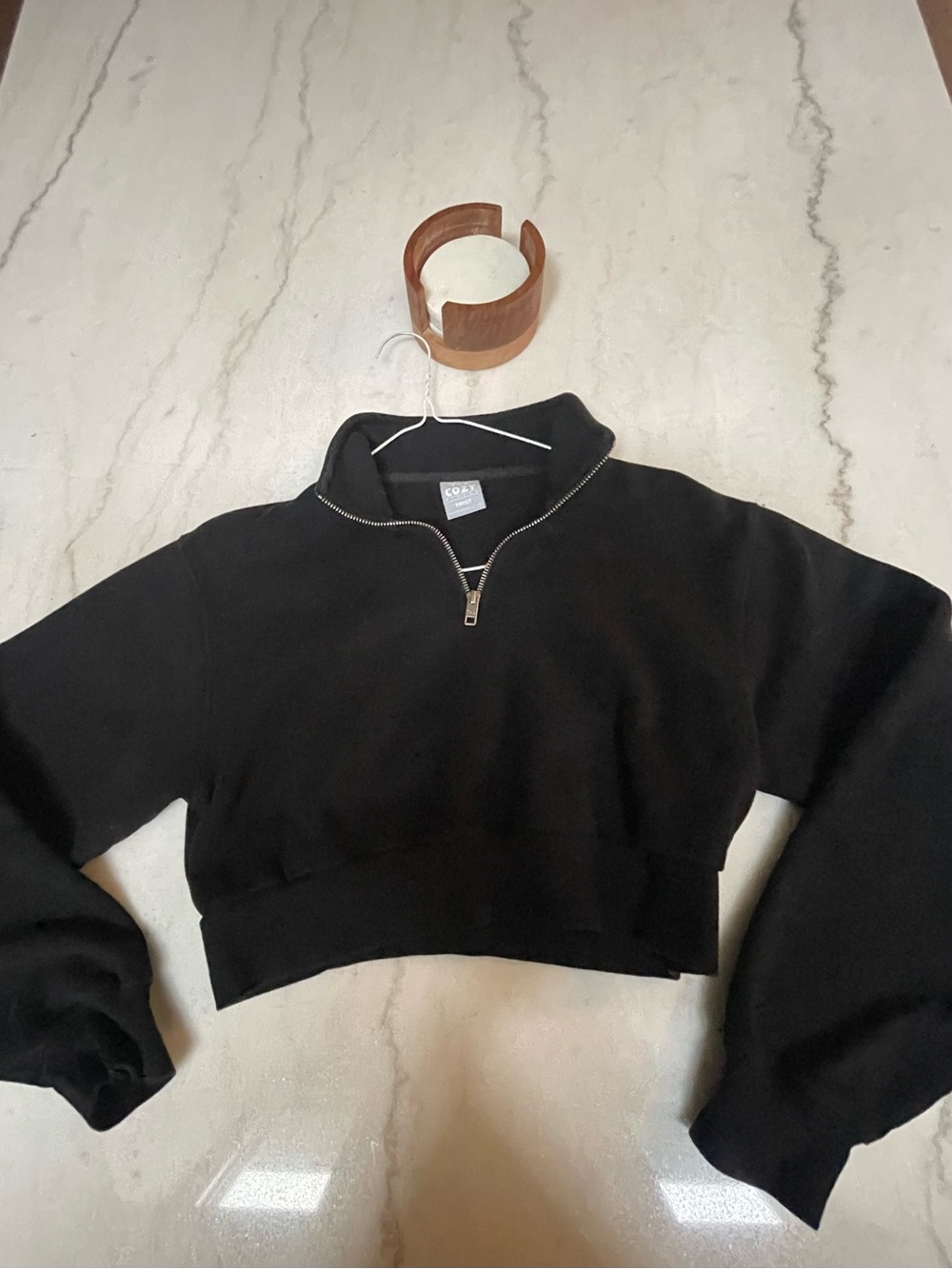 TNA Black Cropped Half-Zip Sweatshirt